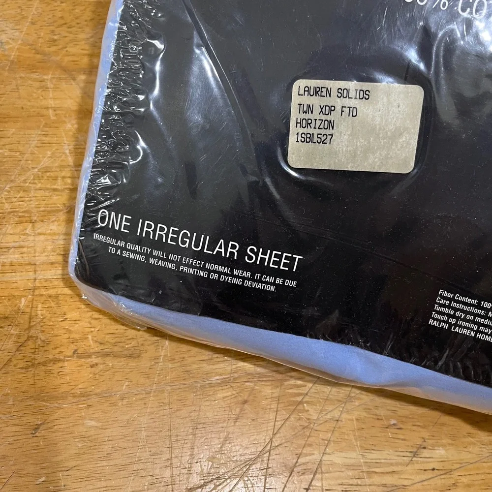 Ralph Lauren Twin Extra Deep Fitted Sheet Horizon Blue 100% Cotton Vtg‎ 1SBL527